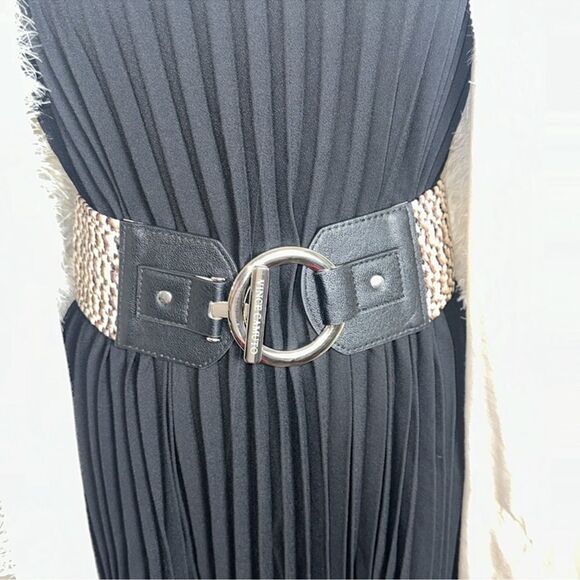 Vince Camuto M-L/XL Black Natural Toggle Buckle Woven Raffia Belt main image 11